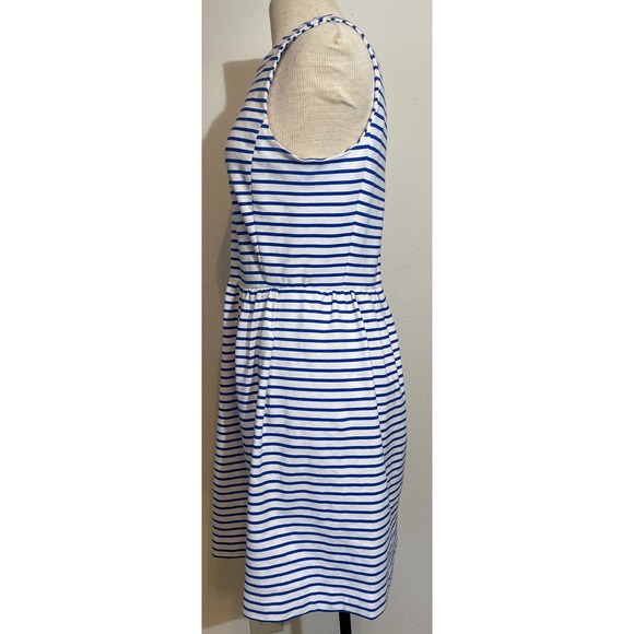 J CREW Women’s M Cotton Knit Dress Royal Stripes - Picture 3 of 5